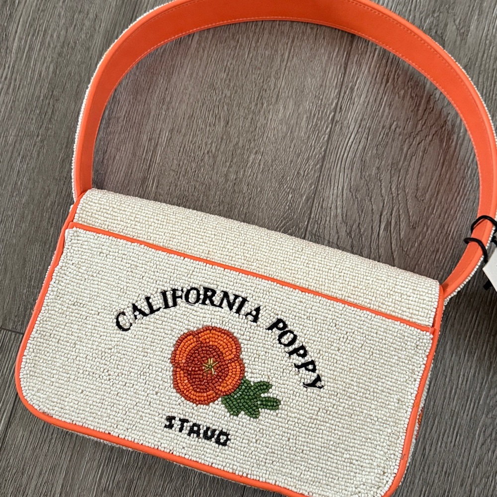 NWT STAUD Tommy Beaded Bag, California Poppy - Picture 6 of 9